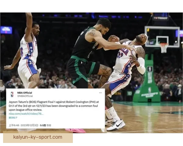 塔图姆向裁判索要技术犯规仍被判罚他逐渐找回比赛手感